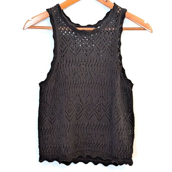 Gap	| 100% Cotton Crochet Halter Tank Top Sweater Black Sleeveless | Size Small - Picture 8 of 12